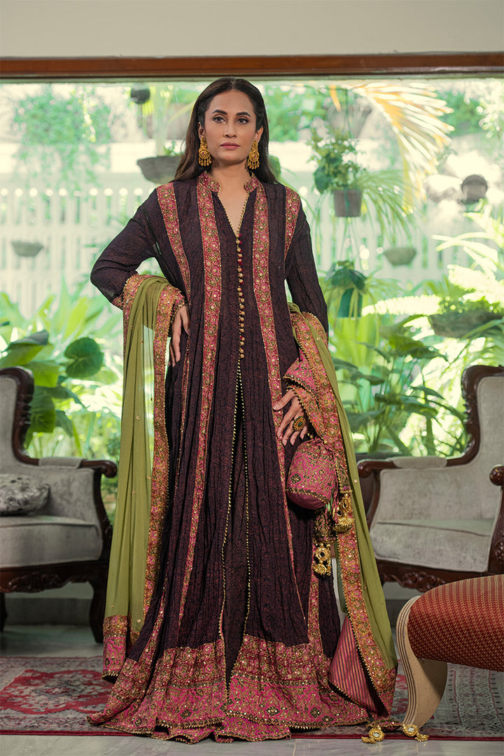 Mahpara | 3 Piece Anarkali Suit with Potli Bag