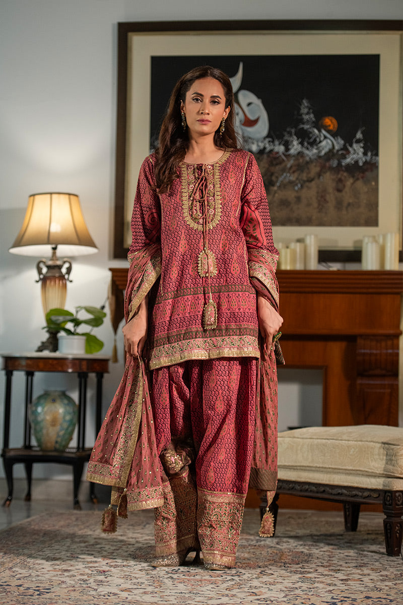 Bahar  | 3 Piece Kurta and Farshi Shalwar Suit