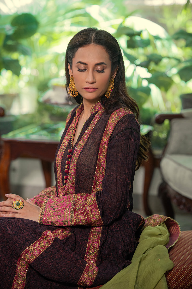 Mahpara | 3 Piece Anarkali Suit with Potli Bag