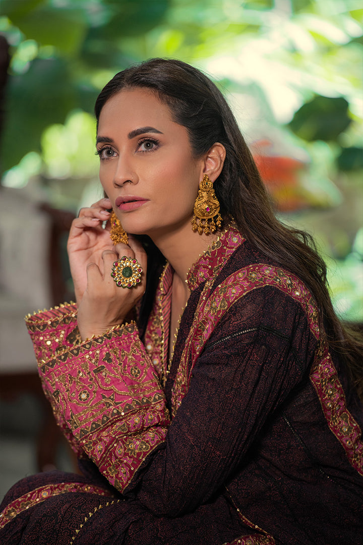 Mahpara | 3 Piece Anarkali Suit with Potli Bag