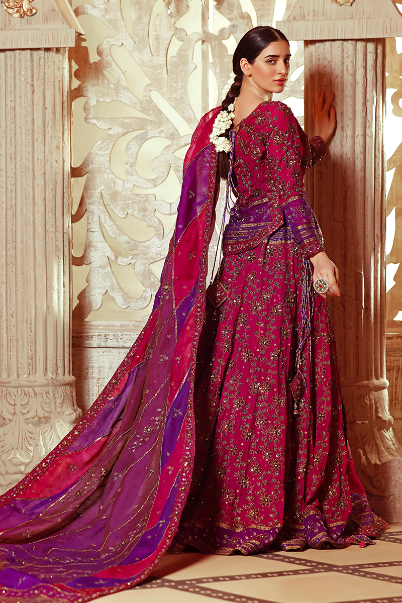 Salmon Pink Floor-Length Banarasi Cotton with Black Paisley Motifs and Tilla Work