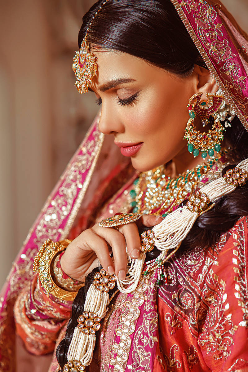 Salmon Pink Floor-Length Banarasi Cotton with Black Paisley Motifs and Tilla Work